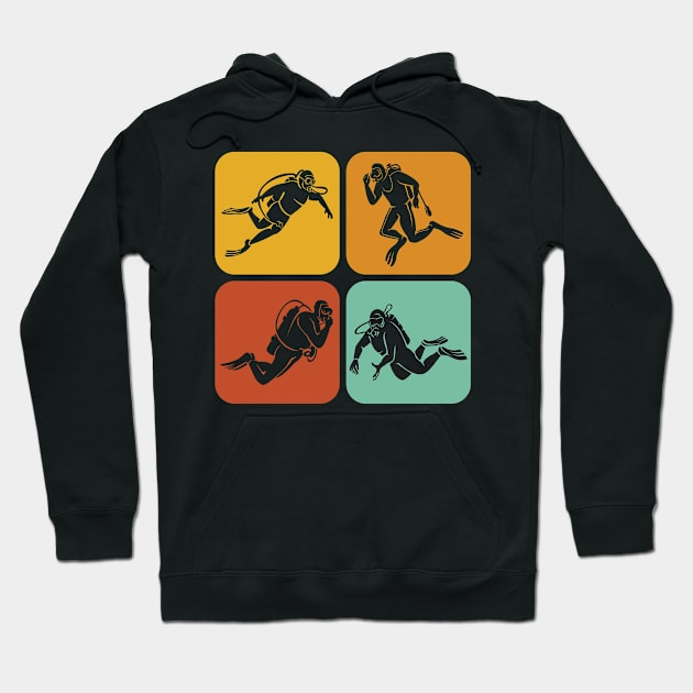 Retro Aesthetic Scuba Divers I Scuba Diving Hoodie by Shirtjaeger